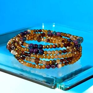5 pcs Set Crystal Beads Multilayer Stacking Stretch Bracelet.